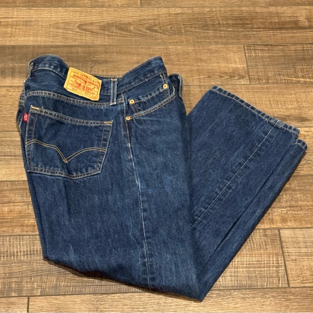 Vintage Levi's 501 Jeans Men's 34x30 Y2K Straight/Wide Leg Pants 2004 Dark Wash